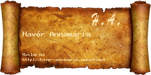 Havér Annamária névjegykártya